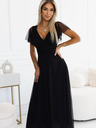 numoco Langes Kleid mit Dekolleté und kurzen Ärmeln - schwarz Numoco NASTIA
