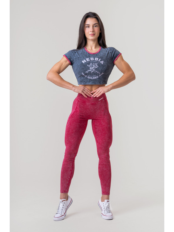 Nebbia Gewaschene Leggings mit hoher Taille LEGACY 777 XS,rot
