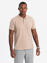 Ombre Clothing Herren-Poloshirt aus Baumwolle BASIC - weiß/weiß/hellbraun V6 OM-POBS-0133 Ombre Clothing