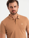 Ombre Clothing Herren-Poloshirt aus Baumwolle BASIC - weiß/weiß/hellbraun V6 OM-POBS-0133 Ombre Clothing