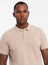 Ombre Clothing Herren-Poloshirt aus Baumwolle BASIC - weiß/weiß/hellbraun V6 OM-POBS-0133 Ombre Clothing