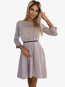 numoco Klassisches Trapezkleid mit schwarzem Gürtel - Beige Numoco