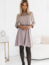 numoco Klassisches Trapezkleid mit schwarzem Gürtel - Beige Numoco
