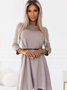 numoco Klassisches Trapezkleid mit schwarzem Gürtel - Beige Numoco