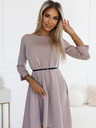 numoco Klassisches Trapezkleid mit schwarzem Gürtel - Beige Numoco