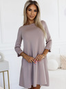 numoco Klassisches Trapezkleid mit schwarzem Gürtel - Beige Numoco
