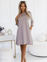 numoco Klassisches Trapezkleid mit schwarzem Gürtel - Beige Numoco