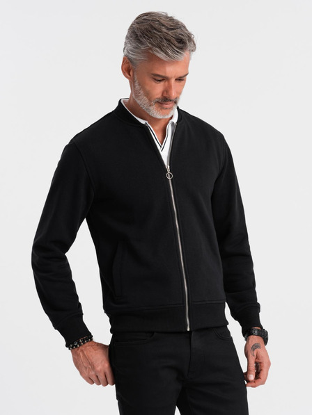 Ombre Clothing Herren Baumwoll-Stretch-Bomber-Sweatshirt schwarz Ombre Clothing