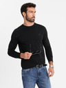 Ombre Clothing Herren T-Shirt SLIM FIT mit V-Ausschnitt und Elastan und Aufdruck schwarz Ombre Kleidung