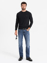 Ombre Clothing Herren T-Shirt SLIM FIT mit V-Ausschnitt und Elastan und Aufdruck schwarz Ombre Kleidung