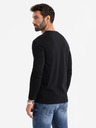Ombre Clothing Herren T-Shirt SLIM FIT mit V-Ausschnitt und Elastan und Aufdruck schwarz Ombre Kleidung