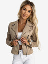 numoco Beige Damen-Wildlederjacke mit langen Ärmeln und Reißverschlüssen Numoco