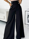 numoco Schwarze elegante Damenhose mit hohem Bund und weitem Bein und goldenen Knöpfen Numoco