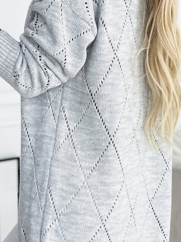 numoco Hellgraue lange Damen Strickjacke Numoco