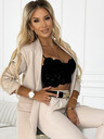 numoco Beigefarbenes elegantes Damen-Jacken-Hosen-Set mit Gürtel Numoco