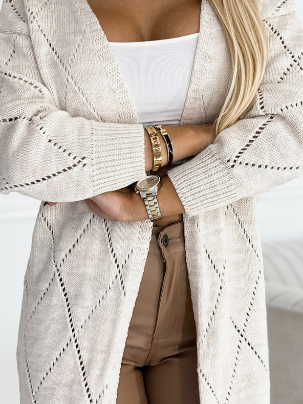 numoco Beigefarbene Damen-Langstrickjacke Numoco