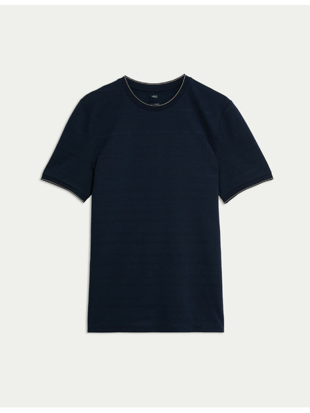 Marks & Spencer T-Shirt aus reiner Baumwolle mit Textur Marks & Spencer navy