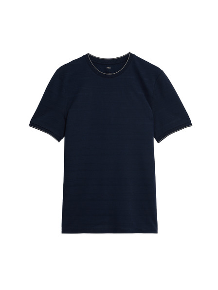 Marks & Spencer T-Shirt aus reiner Baumwolle mit Textur Marks & Spencer navy