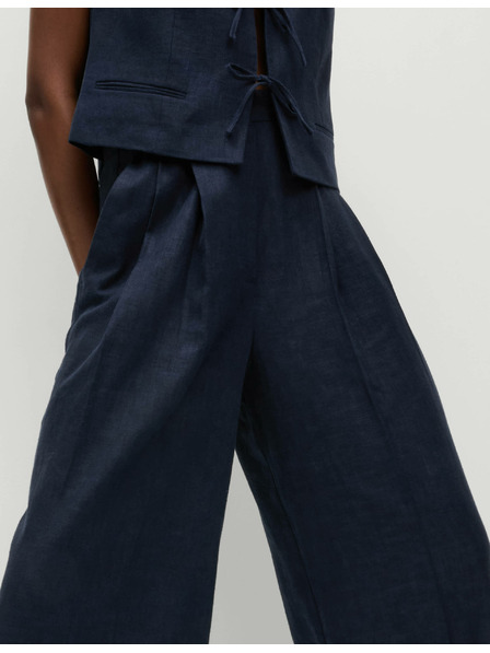 Marks & Spencer Twill pants with high linen content and wide legs Marks & Spencer navy
