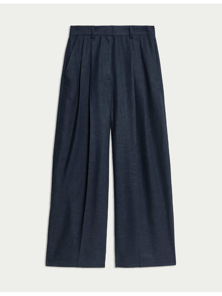 Marks & Spencer Twill pants with high linen content and wide legs Marks & Spencer navy