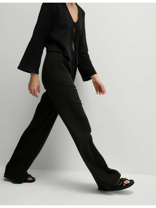 Marks & Spencer Pants with drawstring, made of pure cotton Marks & Spencer black