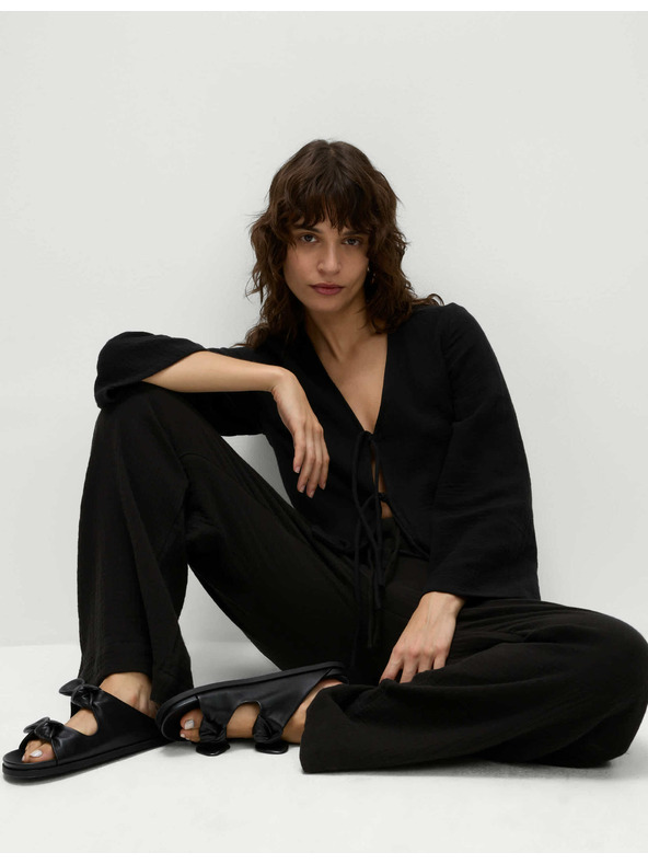 Marks & Spencer Pants with drawstring, made of pure cotton Marks & Spencer black