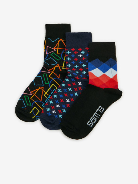 Sam 73 Set of three pairs of patterned socks in black SAM 73