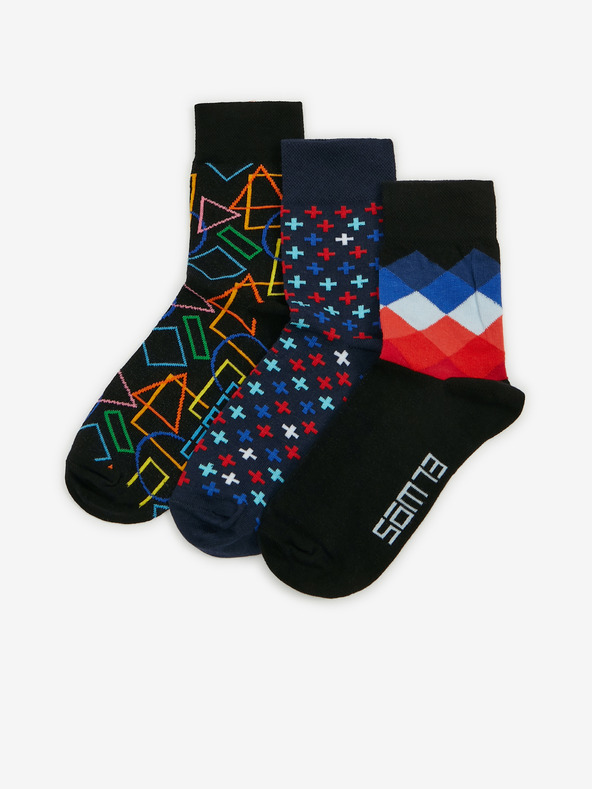 Sam 73 Set of three pairs of patterned socks in black SAM 73