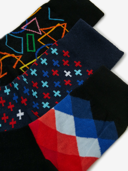 Sam 73 Set of three pairs of patterned socks in black SAM 73