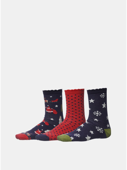 Sam 73 3er-Set Damen-Weihnachtssocken in Blau und Rot SAM 73 Rudolph
