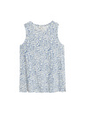 Marks & Spencer Loose Tank Top with High Cotton Content and Print by Marks & Spencer Blue