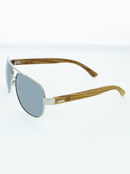 VEYREY VeyRey Holz Piloten Sonnenbrille Pent Silber Gläser