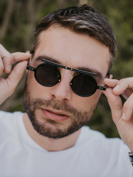 VEYREY Schwarze Unisex-Sonnenbrille VeyRey Steampunk Punnyostion