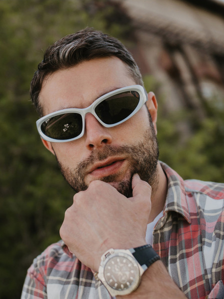 VEYREY Weiße Unisex-Sonnenbrille VeyRey Steampunk Telos