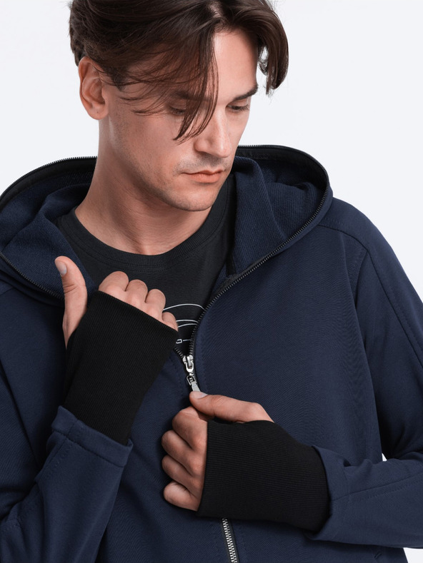 Ombre Clothing Dunkelblauer Herren-Kapuzenpullover Ombre Clothing