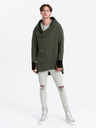 Ombre Clothing Dunkelgrünes Herren-Sweatshirt mit asymmetrischem Verschluss Ombre Clothing