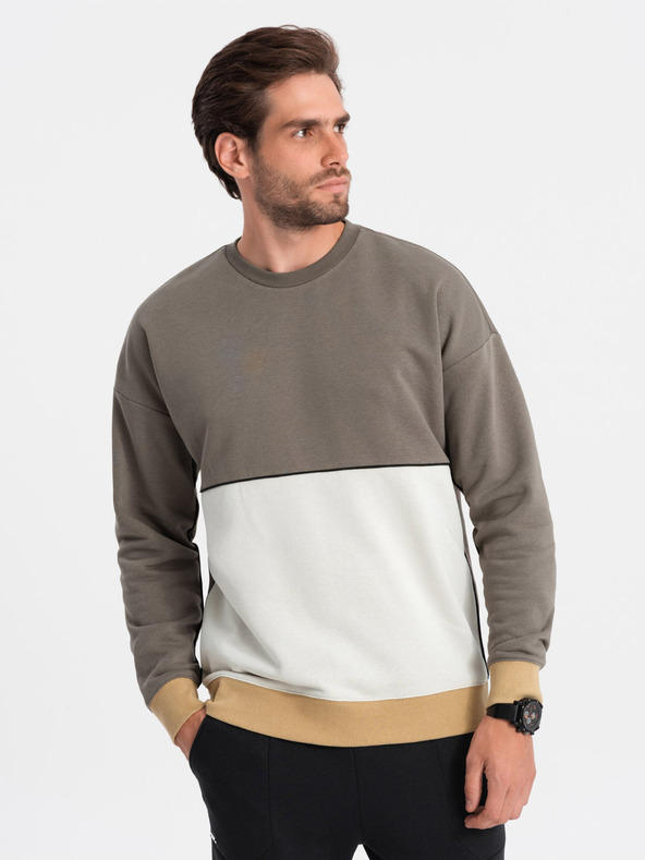 Ombre Clothing Weißes und graues Sweatshirt für Herren Ombre Clothing