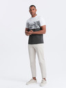 Ombre Clothing Weißes und graues bedrucktes Herren T-Shirt Ombre Kleidung