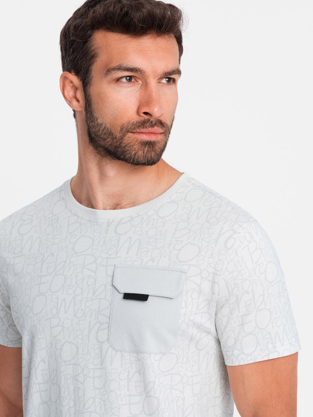 Ombre Clothing Hellgraues Herren-T-Shirt mit Tasche Ombre Clothing