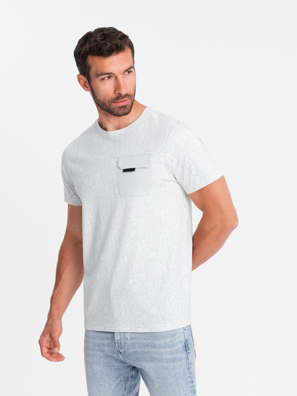 Ombre Clothing Hellgraues Herren-T-Shirt mit Tasche Ombre Clothing