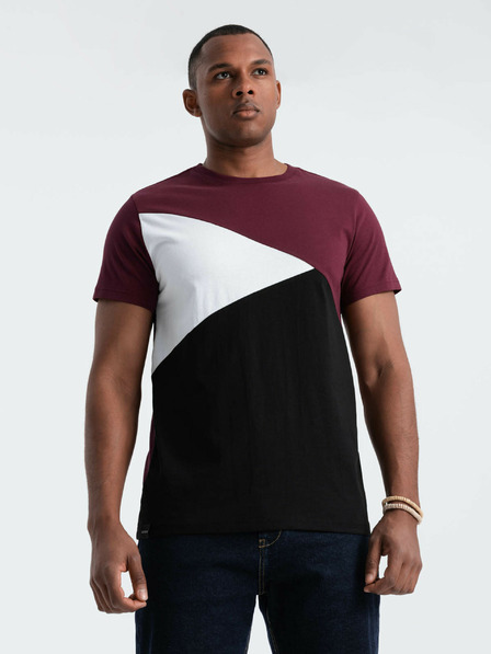 Ombre Clothing Burgunderfarbenes Herren-T-Shirt aus Baumwolle Ombre Clothing