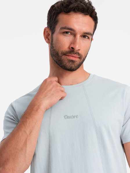 Ombre Clothing Graues Herren-T-Shirt mit zarter Stickerei Ombre Clothing
