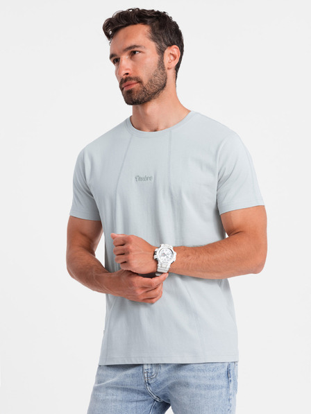 Ombre Clothing Graues Herren-T-Shirt mit zarter Stickerei Ombre Clothing