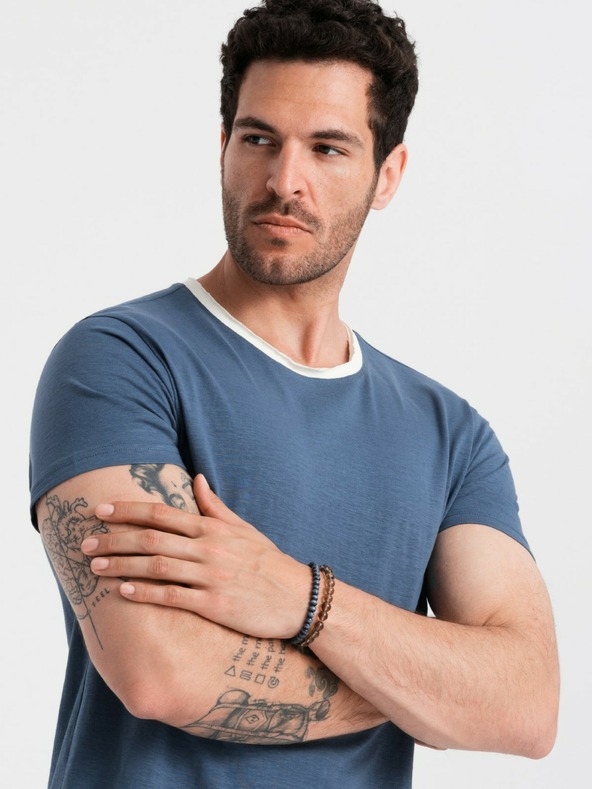 Ombre Clothing Dunkelblaues Herren-T-Shirt Ombre Clothing