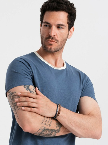 Ombre Clothing Dunkelblaues Herren-T-Shirt Ombre Clothing