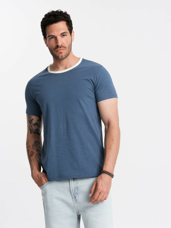 Ombre Clothing Dunkelblaues Herren-T-Shirt Ombre Clothing