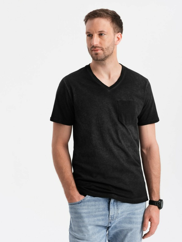 Ombre Clothing Schwarzes gestreiftes Herren-T-Shirt Ombre Clothing