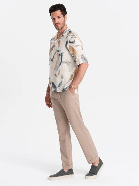 Ombre Clothing Hellbraune Herren Chino-Hose mit Leinen Ombre Clothing