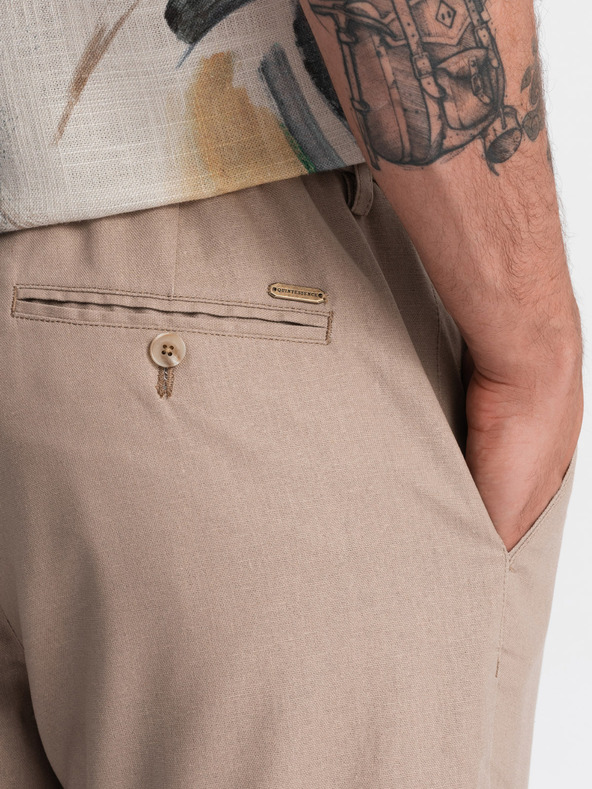 Ombre Clothing Hellbraune Herren Chino-Hose mit Leinen Ombre Clothing