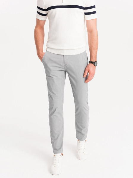 Ombre Clothing Hellgraue Herren-Chinohose mit Ziergürtel Ombre Clothing